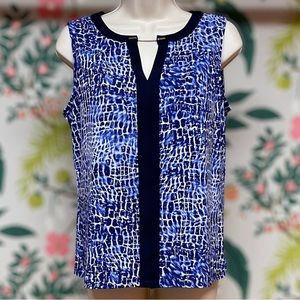 Tahari Blue Sleeveless Top (Size Small)